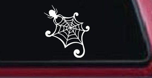 Spider in Web Car or Truck Window Decal Sticker (White)