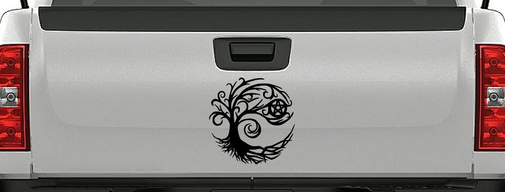 Wicca Wiccan Witch Witching Tree Gothic Halloween Car or Truck Window Vinyl Decal Sticker (Black)