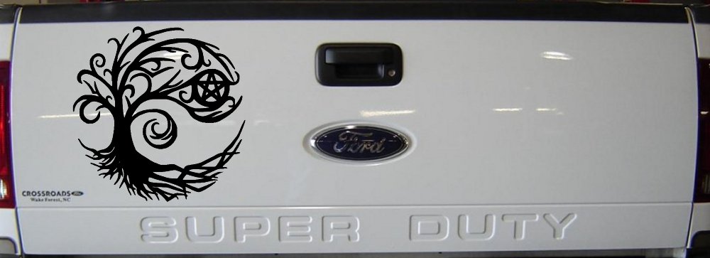 Wicca Wiccan Witch Witching Tree Gothic Halloween Car or Truck Window Vinyl Decal Sticker (Black)