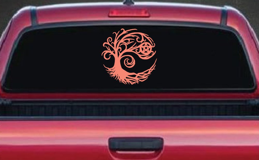 Wicca Wiccan Witch Witching Tree Gothic Halloween Car or Truck Window Vinyl Decal Sticker (Coral)