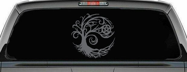 Wicca Wiccan Witch Witching Tree Gothic Halloween Car or Truck Window Decal Sticker (Silver)