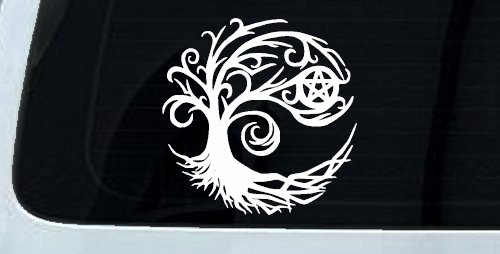 Wicca Wiccan Witch Witching Tree Gothic Halloween Car or Truck Window Vinyl Decal Sticker (White)