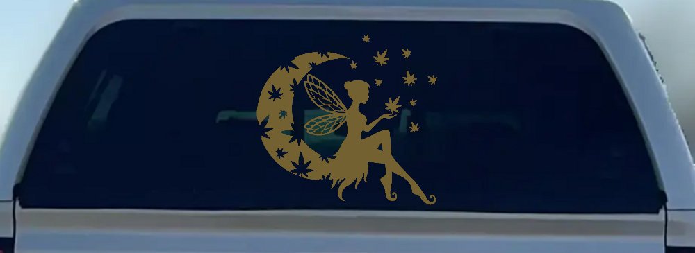 Marijuana Cannabis Moon Fairy Car or Truck Window Decal Sticker