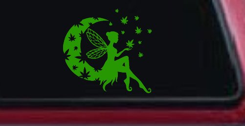 Marijuana Cannabis Moon Fairy Car or Truck Window Decal Sticker