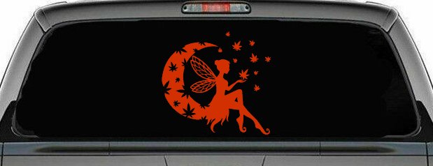 Marijuana Cannabis Moon Fairy Car or Truck Window Decal Sticker