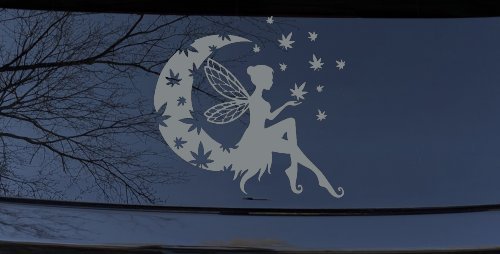 Marijuana Cannabis Moon Fairy Car or Truck Window Decal Sticker