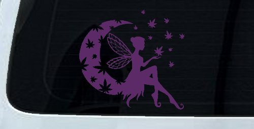 Marijuana Cannabis Moon Fairy Car or Truck Window Decal Sticker