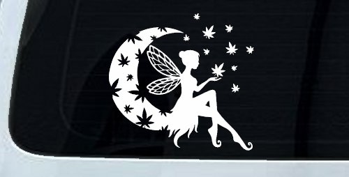 Marijuana Cannabis Moon Fairy Car or Truck Window Decal Sticker