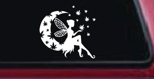 Marijuana Cannabis Moon Fairy Car or Truck Window Decal Sticker