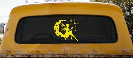Marijuana Cannabis Moon Fairy Car or Truck Window Decal Sticker