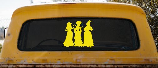 Sanderson Sisters Gothic Halloween Car or Truck Window Decal Sticker (Yellow)