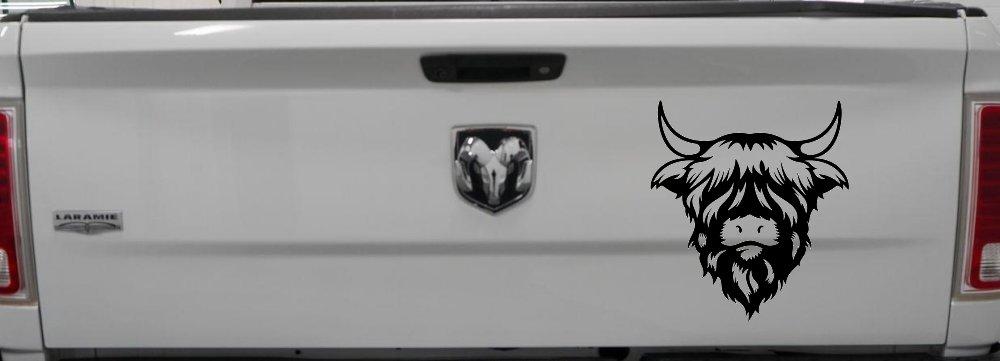 Cute Long Haired Highland Bull Car or Truck Window Decal Sticker