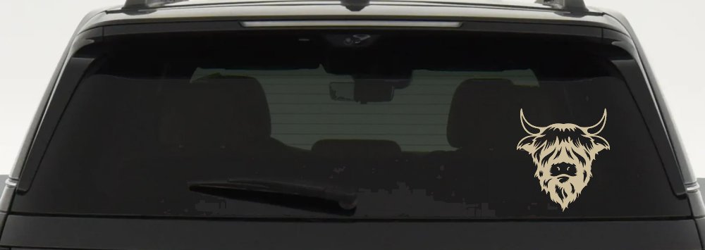 Cute Long Haired Highland Bull Car or Truck Window Decal Sticker