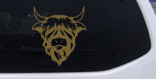 Cute Long Haired Highland Bull Car or Truck Window Decal Sticker