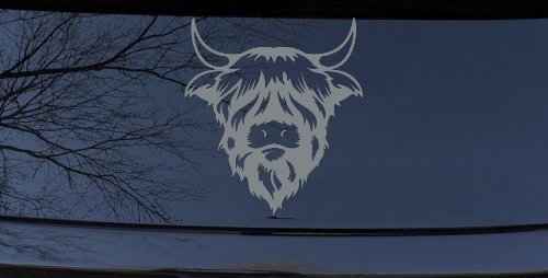 Cute Long Haired Highland Bull Car or Truck Window Decal Sticker