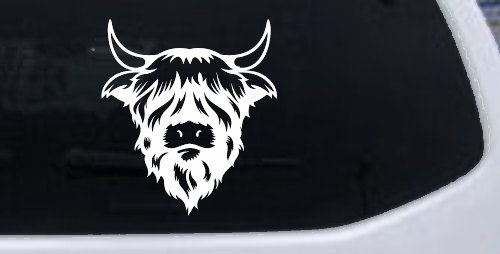 Cute Long Haired Highland Bull Car or Truck Window Decal Sticker