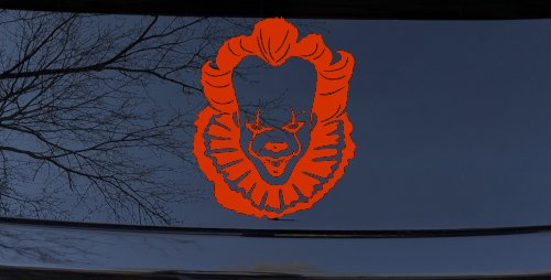 IT Clown Pennywise Gothic Halloween Car or Truck Window Decal Sticker (Orange Red)