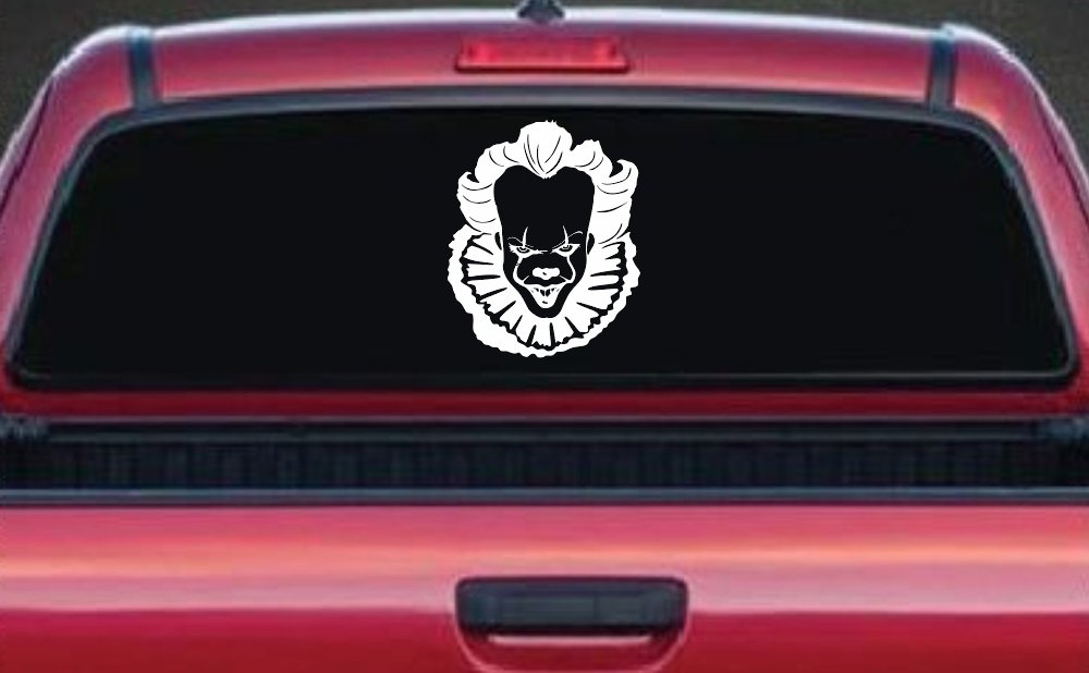 IT Clown Pennywise Gothic Halloween Car or Truck Window Decal Sticker (White)
