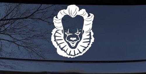 IT Clown Pennywise Gothic Halloween Car or Truck Window Decal Sticker (White)