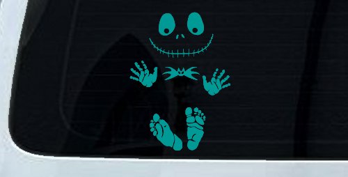 Baby Kid Jack Skellington Pumpkin King  Gothic Halloween Car or Truck Window Decal Sticker (Turquoise)