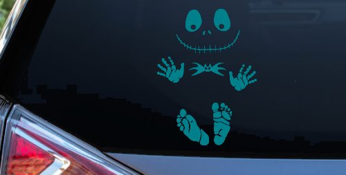 Baby Kid Jack Skellington Pumpkin King  Gothic Halloween Car or Truck Window Decal Sticker (Turquoise Blue)