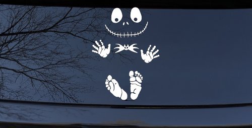 Baby Kid Jack Skellington Pumpkin King  Gothic Halloween Car or Truck Window Decal Sticker (White)