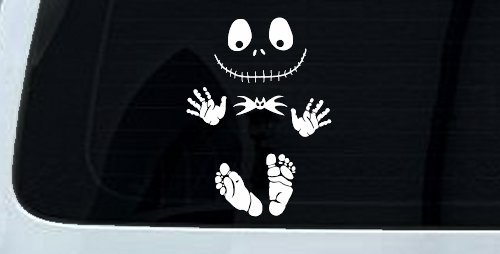 Baby Kid Jack Skellington Pumpkin King  Gothic Halloween Car or Truck Window Vinyl Decal Sticker (White)