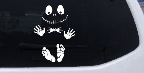 Baby Kid Jack Skellington Pumpkin King  Gothic Halloween Car or Truck Window Vinyl Decal Sticker (White)