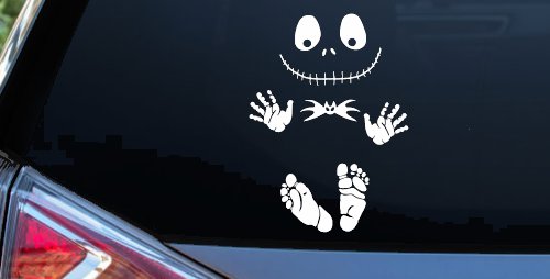 Baby Kid Jack Skellington Pumpkin King  Gothic Halloween Car or Truck Window Decal Sticker (White)
