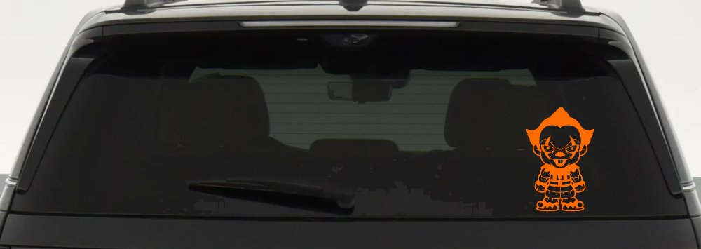 Baby Kid It Pennywise Clown Gothic Halloween Car or Truck Window Decal Sticker (Orange)