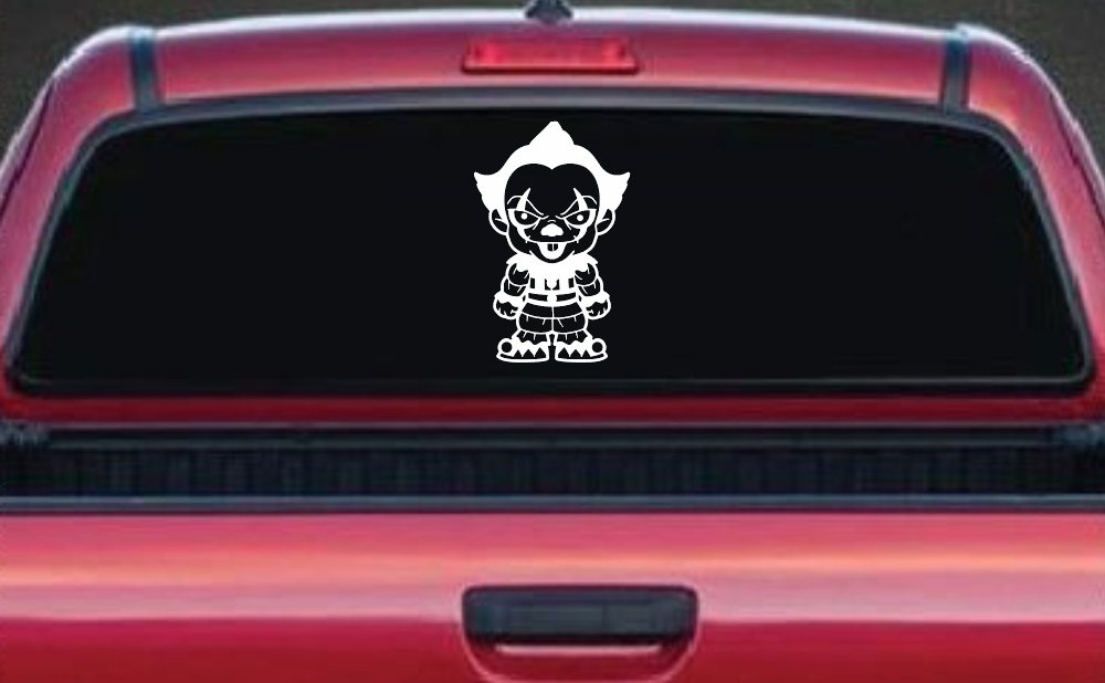 Baby Kid It Pennywise Clown Gothic Halloween Car or Truck Window Decal Sticker (White)