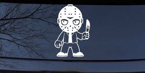 Baby Kid Jason Friday Gothic Halloween Car or Truck Window Vinyl Decal Sticker (White)