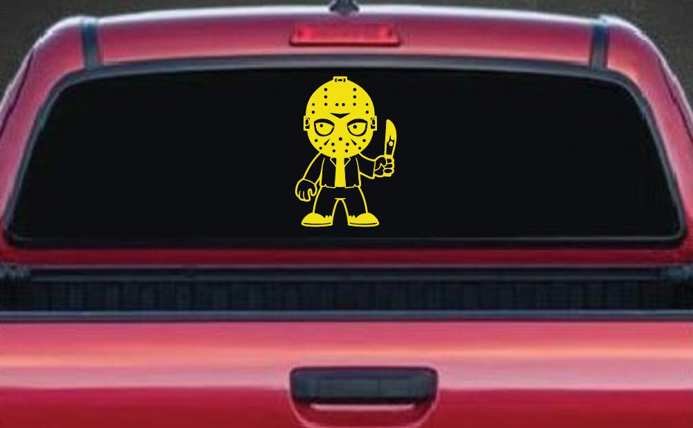 Baby Kid Jason Friday Gothic Halloween Car or Truck Window Decal Sticker (Yellow)