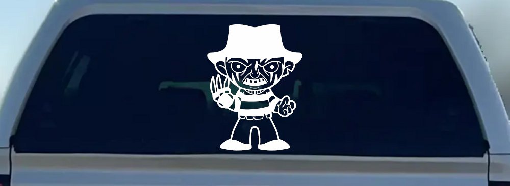 Baby Kid Freddy Krueger Gothic Halloween Car or Truck Window Decal Sticker (White)