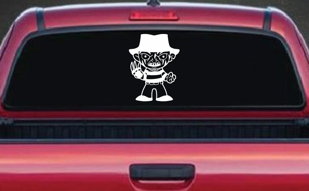 Baby Kid Freddy Krueger Gothic Halloween Car or Truck Window Decal Sticker (White)