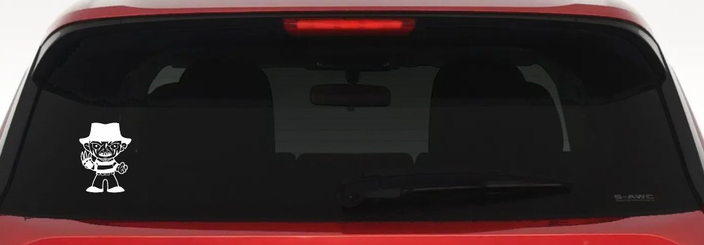 Baby Kid Freddy Krueger Gothic Halloween Car or Truck Window Decal Sticker (White)