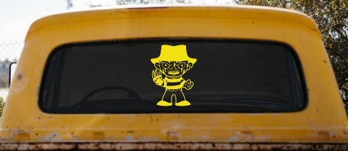 Baby Kid Freddy Krueger Gothic Halloween Car or Truck Window Vinyl Decal Sticker (Yellow)