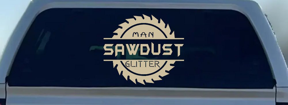 Sawdust Man Glitter Saw Blade Car or Truck Window Decal Sticker (Desert Sand)