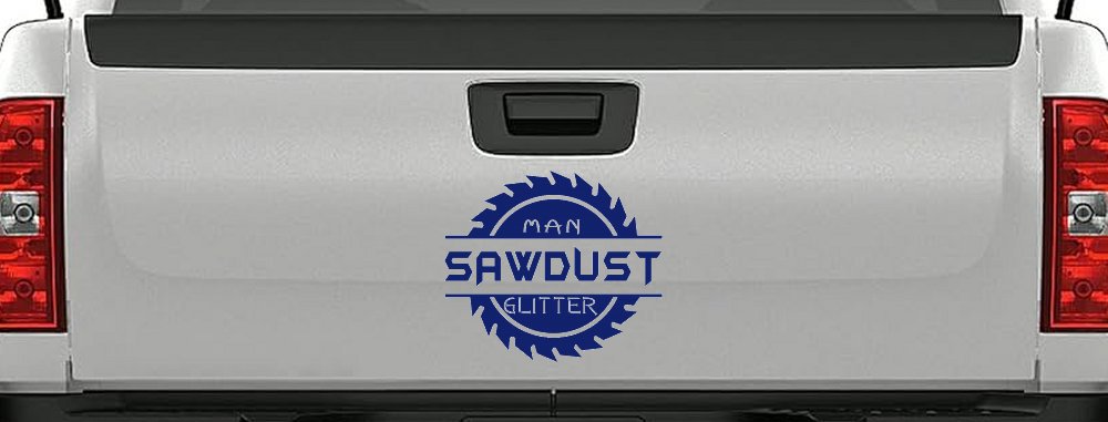 Sawdust Man Glitter Saw Blade Car or Truck Window Decal Sticker (Navy)
