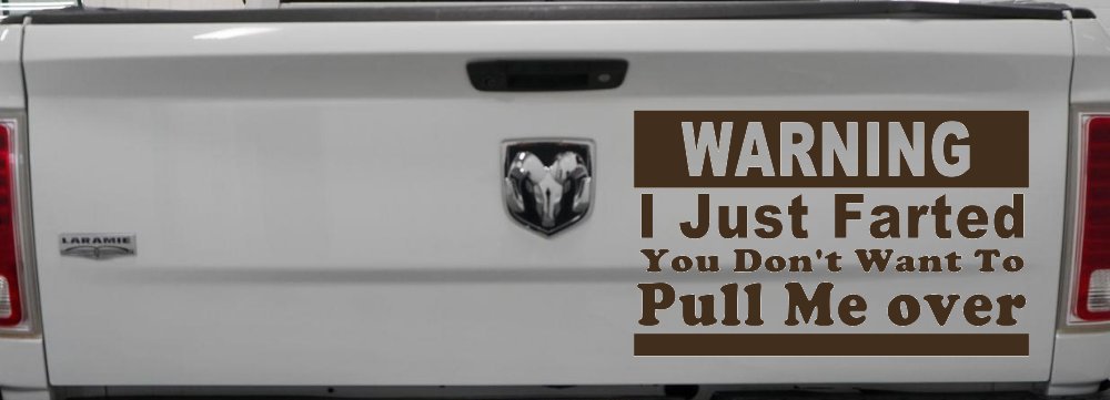 I Just Farted You Don't Want To Pull Me Over Funny Speeding Police Car or Truck Window Decal Sticker (Brown)