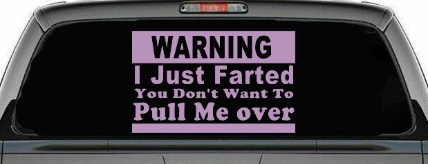I Just Farted You Don't Want To Pull Me Over Funny Speeding Police Car or Truck Window Decal Sticker