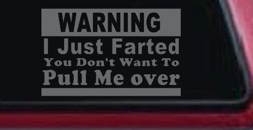 I Just Farted You Don't Want To Pull Me Over Funny Speeding Police Car or Truck Window Decal Sticker