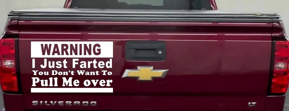 I Just Farted You Don't Want To Pull Me Over Funny Speeding Police Car or Truck Window Decal Sticker (White)