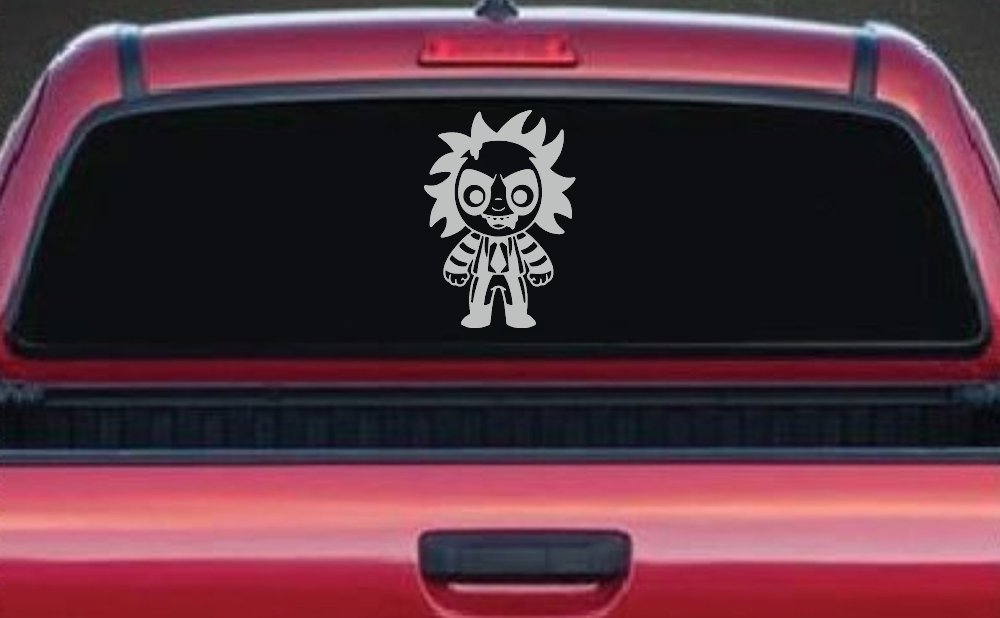 Baby Kid Beetlejuice Gothic Halloween Car or Truck Window Vinyl Decal Sticker (Light Gray)