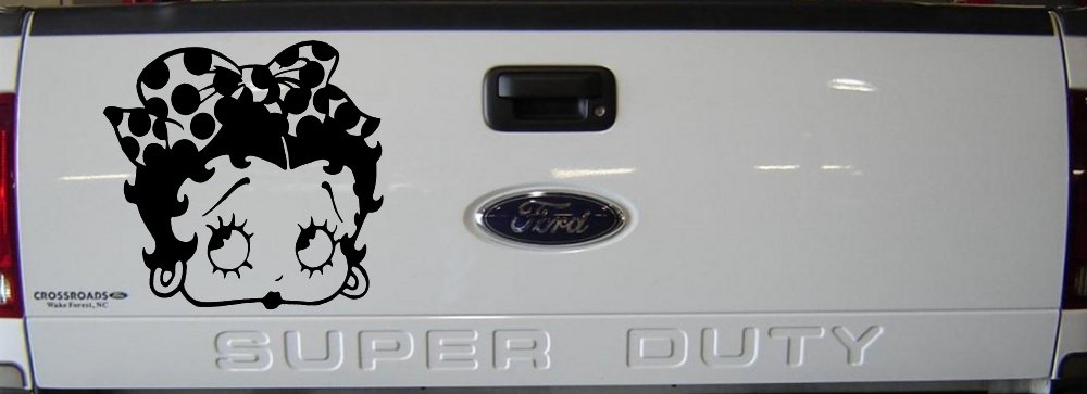 Betty Boop Head with Polka Dot Bow Lady Biker Cartoons Car or Truck Window Decal Sticker (Black)