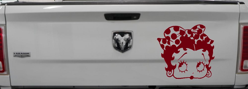 Betty Boop Head with Polka Dot Bow Lady Biker Cartoons Car or Truck Window Decal Sticker
