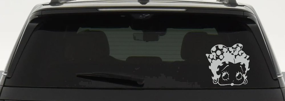 Betty Boop Head with Polka Dot Bow Lady Biker Cartoons Car or Truck Window Decal Sticker