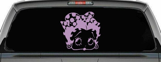 Betty Boop Head with Polka Dot Bow Lady Biker Cartoons Car or Truck Window Vinyl Decal Sticker (Lilac)