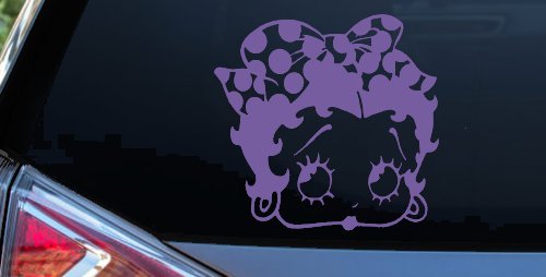 Betty Boop Head with Polka Dot Bow Lady Biker Cartoons Car or Truck Window Decal Sticker (Purple)
