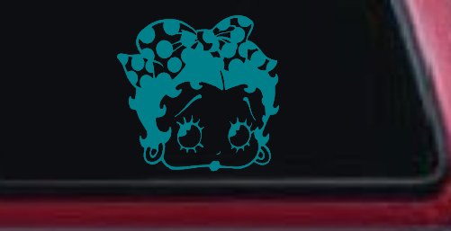 Betty Boop Head with Polka Dot Bow Lady Biker Cartoons Car or Truck Window Decal Sticker